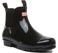 HUNTER Orig J Chelsea IN Nero Stivali Originale Unisex Gloss Misura UK 3 - 6