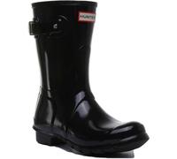 HUNTER Originale Corto Gloss Stivali da Donna IN Nero UK 3 - 9