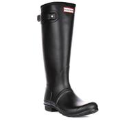 HUNTER Originale da Infilare Alto Cinturino Posteriore Stivali Donna Nero Bianco