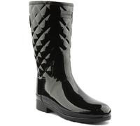 HUNTER Originale Refined Gloss Donna Trapuntato Welly Stivali Neri Misura UK 3 -