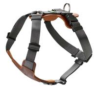 HUNTER pettorina per cane AALBORG MIXED, Colore: cognac/grigio, cuoio bovino/nylon, regolabile in 5 posizioni, leggera, con fibbie in plastica, Made in Germany, Taglia: M-L