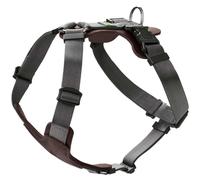 HUNTER pettorina per cane AALBORG MIXED, Colore: marrone scuro/grigio, cuoio bovino/nylon, regolabile in 5 posizioni, leggera, con fibbie in plastica, Made in Germany, Taglia: M