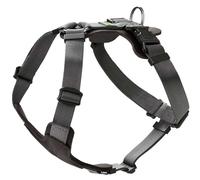 HUNTER pettorina per cane AALBORG MIXED, Colore: nero/grigio, cuoio bovino/nylon, regolabile in 5 posizioni, leggera, con fibbie in plastica, Made in Germany, Taglia: M-L