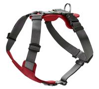 HUNTER pettorina per cane AALBORG MIXED, Colore: rosso/grigio, cuoio bovino/nylon, regolabile in 5 posizioni, leggera, con fibbie in plastica, Made in Germany, Taglia: M