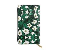 Hunter Portafoglio lungo in pelle con stampa floreale verde con petali - Portafoglio personalizzato alla moda, scomparti multipli per schede, regalo pronto, nero, taglia unica, Nero , Taglia unica