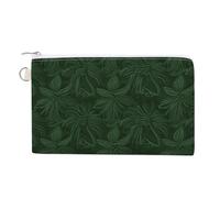 Hunter - Portamonete con motivo floreale verde con petali e portachiavi, carino portamonete da viaggio, portatile, con cerniera, per donne e uomini, stile, taglia unica, floreale
