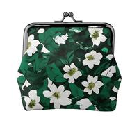 Hunter - Portamonete con stampa floreale verde con petali piccoli, portamonete, portamonete, portamonete, per donne e uomini, nero, Taglia unica, Vintage