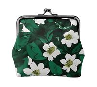 Hunter - Portamonete da donna, leggero, con stampa floreale e petali verdi, squisito, impermeabile, piccolo sacchetto per monete e carte