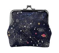 Hunter - Portamonete in pelle con motivo floreale e petali verdi, per donne e uomini, piccolo portamonete personale, grazioso portamonete con chiusura a bacio, Costellazione Stella Clusters Galassie,