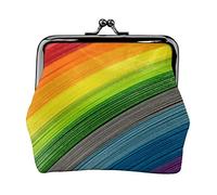 Hunter - Portamonete in pelle con motivo floreale e petali verdi, per donne e uomini, piccolo portamonete personale, grazioso portamonete con chiusura a bacio, Rainbow Color Stripe, Taglia unica,