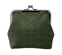 Hunter - Portamonete in pelle con motivo floreale e petali verdi, per donne e uomini, piccolo portamonete personale, grazioso portamonete con chiusura a bacio, Modello floreale verde cacciatore di