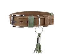 Hunter Portofino - Collare per cani in pelle di alta qualità, extra morbido, imbottito e delicato sulla pelliccia, con bordi ripiegati, sensazione elegante, prodotto in Germania, colore: tortora