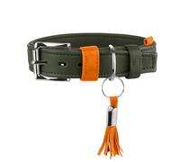 Hunter Portofino - Collare per cani in pelle di alta qualità, extra morbido, imbottito e delicato sulla pelliccia, con bordi ripiegati, sensazione elegante, prodotto in Germania, colore: oliva