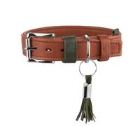 Hunter Portofino - Collare per cani in pelle di alta qualità, extra morbido, imbottito e delicato sulla pelliccia, con bordi ripiegati, sensazione elegante, prodotto in Germania, colore: cognac/oliva