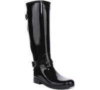 HUNTER Refined Alto Cinturino Sul Retro Stivali da Donna IN Vernice Nera UK 3 -
