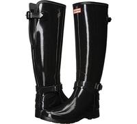 Hunter Refined Back Adjustable Tall W/Ankle Strap Gloss Stivali Donne Nero - 38 - Stivali da Pioggia