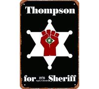 Hunter S. Thompson For Sheriff Poster Retro Vintage Decor Sign Metal Tin Sign Home Bar Wall Decor 20x30,5 cm