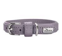 HUNTER SOHO MINI, collare per cani di piccola taglia, colore lilla/grigio, pelle di vacchetta, morbido e flessibile, delicato sulla pelliccia, leggero, prodotto in Germania, taglia 27