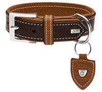 HUNTER TARA - Collare per cani in pelle, resistente, resistente alle intemperie, 85 (XXL), marrone scuro/cognac