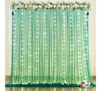 Hunter, tende in tulle verde con luci per pariti, 3 x 3 m, tende velate per feste di compleanno, addio al nubilato, baby shower, cabine fotografiche, decorazioni per sfondo