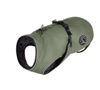 HUNTER Uppsala - Cappotto per cani, 55 cm, colore: Cachi | poliestere, design 2 in 1 con fodera interna abbottonabile, impermeabile, profili riflettenti, colore: cachi, taglia 55