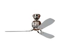 HUNTER FAN Ventilatore da Soffitto Industrie II 132cm per Interni con Controllo a Parete, cromo spazzolato, 3 Pale Intercambiabili Color Teak e Color Grigio, Ideale per Estate e Inverno, Modello 24542