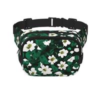 Hunter Verde Floreale Petali Stampa Piazza Doppio Strato Borsa Marsupio Trendy Pack Borsa Da Viaggio con Bel Regolabile, nero, Taglia unica