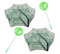 HunterBee 1/2PC pesca automatica gabbia，per gamberetti pieghevole granchio da pesca nylon rete da pesca，pesciolini gamberi granchi gabbia