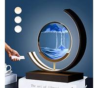 HUNTFF Lampada 3D Sand Art Liquid Motion Sands of Time, Immagine di Sand Art in Movimento Lampada 3D con Immagine di Sabbia Rotonda 3 Colori Luce Artistica con Supporto Decorazione per la casa e l'