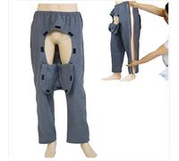 HUNTFF Pantaloni per la Cura del paziente, con Cerniera Laterale, Pantaloni con Cavallo Aperto, Facili da Indossare, Pantaloni per incontinenza per disabilità, fratture allettate (L)