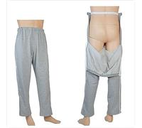 HUNTFF Pantaloni per l'incontinenza Unisex Aperti, con Cerniera Laterale, per l'assistenza domiciliare in Ospedale per disabili e Anziani, Facili da Indossare e da togliere (L)