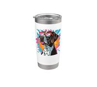 Hunting Dog Retro Vintage 80s 90s German Shorthaired Pointer Bicchiere termico in acciaio inox doppia parete