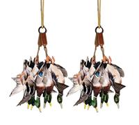 Hunting Duck Ornament - Set of 2 Acrylic Hanging Decorations, Duck Hunting Car Interior Mirror Accessories | Christmas Tree Hanging Decor, Festive Holiday Decoration for Hunters, Outdoor Enthusiast