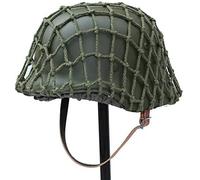 Hunting Explorer WW2 Seconda Guerra Mondiale Casco tedesco M35 con copertura a rete Materiale Acciaio M1935 Soldato Stahlhelm con rete/tela, cinturino sottogola nero verde