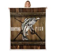 Hunting Fishing Coperta Coperta da Tiro Calda Soffice Plaid per Donne Adulti Quattro Stagioni 100x125cm