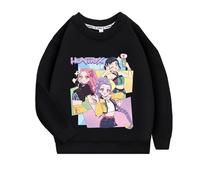 Huntrix - Maglione per bambini in 100% cotone, senza cappuccio, con stampa a cartone animato, per ragazzi e ragazze, regalo, Nero 1#, 160