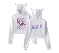 HUNTRX Anime Costume con cappuccio unisex stile Kawaii con orecchie di gatto, bianco, XXL