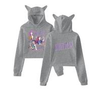 HUNTRX Anime Costume con cappuccio unisex stile Kawaii con orecchie di gatto, grigio., M