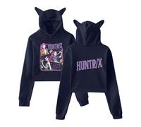 HUNTRX Anime Costume con cappuccio unisex stile Kawaii con orecchie di gatto, Nero , XXL