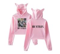 HUNTRX Anime, felpa con cappuccio e orecchie da gatto, unisex, Colore: rosa., XS