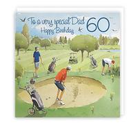 Hunts England Biglietto di auguri per il 60° compleanno del papà che gioca a golf, per 60 anni, con scritta "Golf Bunker", collezione Milo's Gallery, biglietto di auguri per i sessant'anni, biglietto