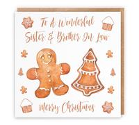 Hunts England Biglietto di Natale con sorella e fratello in giurisprudenza - To A Wonderful Sister & Brother In Law - Merry Christmas - Collezione di pan di zenzero