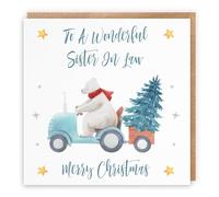 Hunts England Biglietto di Natale con sorella in giurisprudenza, con scritta "To A Wonderful Sister In Law - Merry Christmas - Collezione Orso polare