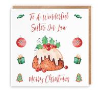 Hunts England Biglietto di Natale con sorella in giurisprudenza - To A Wonderful Sister In Law - Merry Christmas - Christmas Pudding Collection