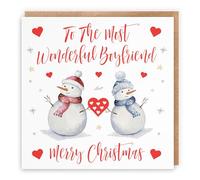 Hunts England Biglietto di Natale per fidanzato, con scritta "To The Most Wonderful Boyfriend", motivo: Merry Christmas