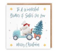 Hunts England Biglietto di Natale per fratello e sorella in giurisprudenza, con scritta "To A Wonderful Brother & Sister Suocerona", collezione di orso polare