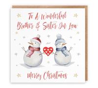Hunts England Biglietto di Natale per fratello e sorella in giurisprudenza, con scritta "To A Wonderful Brother & Sister InLaw", motivo: Merry Christmas