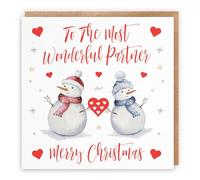 Hunts England Biglietto di Natale per partner - To The Most Wonderful Partner - Merry Christmas - Collezione pupazzo di neve