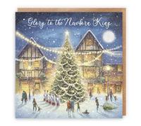 Hunts England - Biglietto di Natale religioso cristiano individuale - Gloria al re neonato - 'Vigilia di Natale' - Collezione Milo's Gallery - Che Dio ti benedica a Natale e sempre