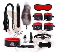 HUNTVE 12 Pezzi Coda Cosplay Set Moda Design Mano Caviglia Manica Sêx Bôndàgé Cinturino Rosso Kit Rosso